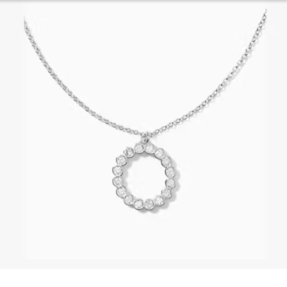 kate spade Full Circle Mini Pendant Necklace Silver NWT - Picture 1 of 3